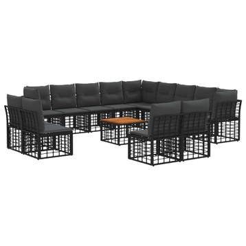 vidaXL Buiten bank set 14 pcs Zwart en Donker Grijs, Verzenden