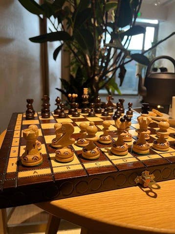 Bordspel - Folding travel chess set - Hout
