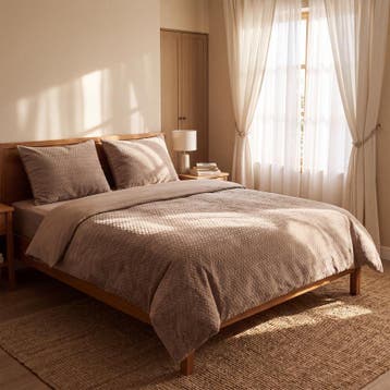 Teddy Hongaarse punt dekbedovertrek - taupe - 240 x 200/220, Huis en Inrichting, Verzenden, Nieuw