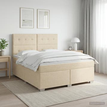 vidaXL Boxspringbed met matras Crèmekleurig 140 x 190 cm, Verzenden, Nieuw