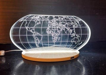 Vesta, Colombo, Il Mappamondo - Tafellamp - plexiglas, met