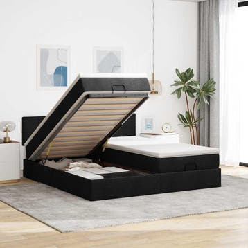 vidaXL Ottoman bed met matrassen 160x200cm stof zwart, Verzenden