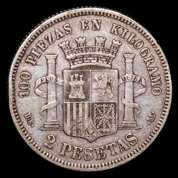 Spanje. Gobierno Provisional. 2 Pesetas 1870 (*74) - DEM
