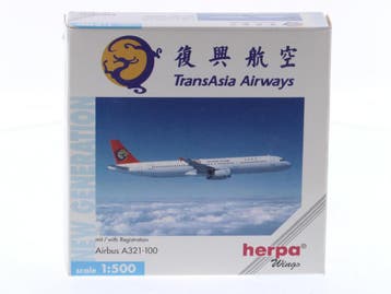 Schaal 1:500 Herpa 508742 Airbus A321-100 TransAsia Airwa..., Ophalen of Verzenden