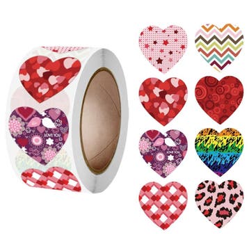 Hart Stickers Op Rol - 25 mm - Multicolor - 500 Stuks -, Verzenden, Nieuw