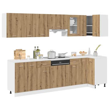 vidaXL 11-delige Keukenkastenset Lyon bewerkt hout, Verzenden