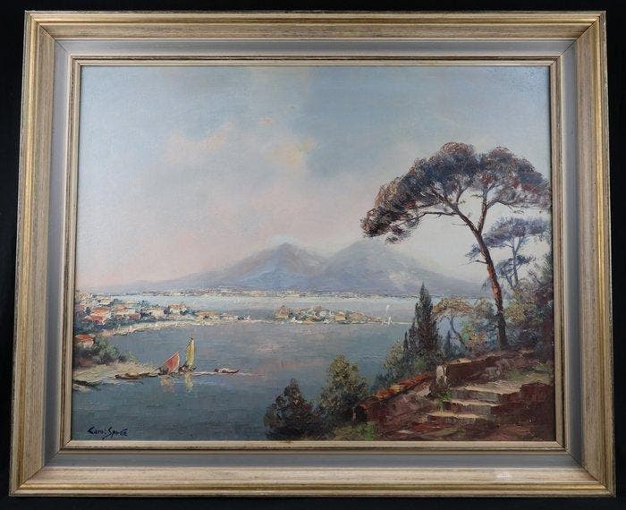 Carol Spree (1907-?) - Mittelmeer-Kueste mit Pinien und, Antiek en Kunst, Kunst | Schilderijen | Klassiek