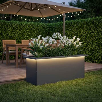 vidaXL Tuinplantenbak met led Antraciet 30 x 80 x 30 cm, Verzenden, Nieuw