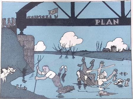 Spotprent over de regering en het plan van de arbeid, Antiquités & Art, Art | Lithographies & Sérigraphies, Envoi