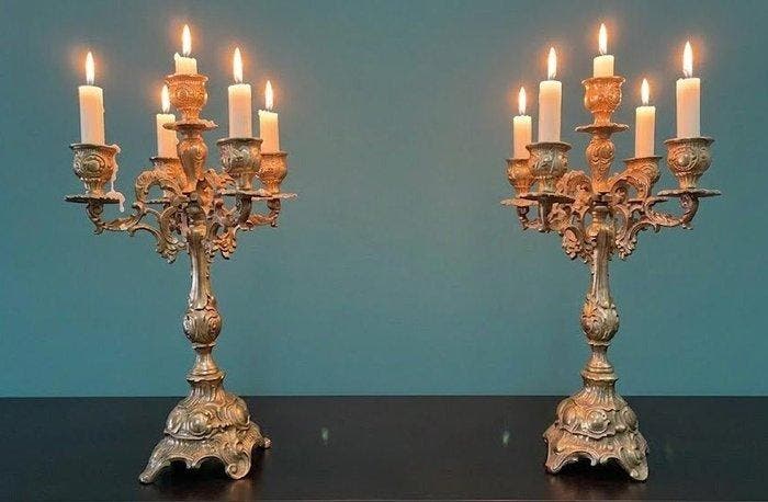 Kandelaber - Verguld brons - Louis XV-stijl, Antiquités & Art, Curiosités & Brocante