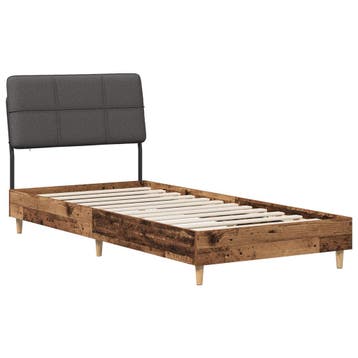 vidaXL Eenpersoonsbed met hoofdbord Oud hout en donkergrijs, Verzenden