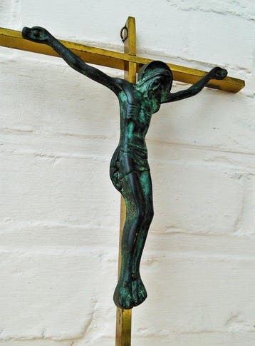 Art Deco Crucifix - Brons, Messing - 1920-1930 - Bronzen
