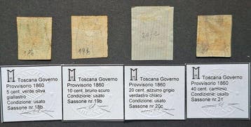 Italiaanse oude staten - Toscane 1851/1852 - 4 gebruikte, Gestempeld