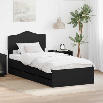 vidaXL Bedframe met lade met opslag Zwart 90 x 200 cm, Verzenden, Nieuw
