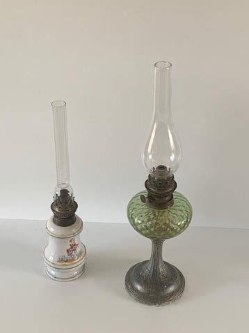 Lampe à pétrole (2) - Verre, Métal, Céramique, Antiquités & Art, Curiosités & Brocante