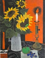 Yves Ganne (1931-2019) - Le bouquet de Tournesols et Bougie.