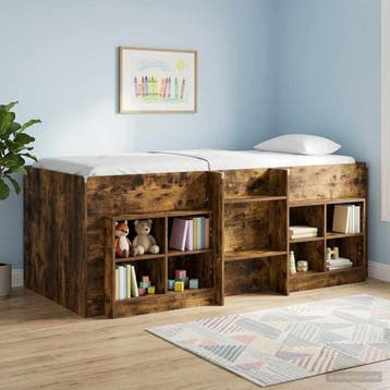 vidaXL Bedkast 2 st Gerookt eiken 66 x 33 x 48 cm Bewerkt, Verzenden