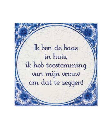 Delfts Blauw Tegel Baas In Huis 14,5cm, Verzenden