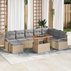 vidaXL Tuinbank Set met kussen 9 pcs Beige en Grijs, Verzenden