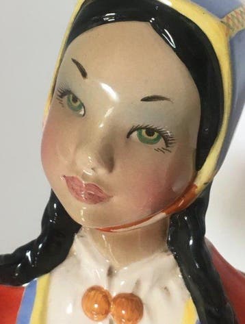 Lenci - Beeldje - Bambina con piatto - Porselein, Keramiek,