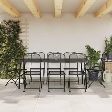vidaXL 9-delige Tuinset metaalgaas antracietkleurig, Verzenden, Nieuw, Tuinset