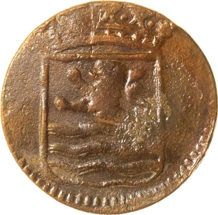 VOC - Zeeland. Misslag 1 Duit 1191 verkeerd jaartal (1791), Postzegels en Munten, Munten | Nederland