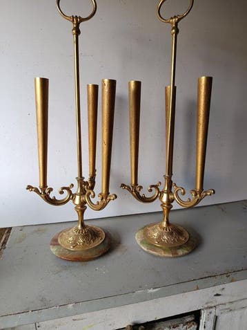 sculptuur, Coppia di candelabri - 56 cm - Brons