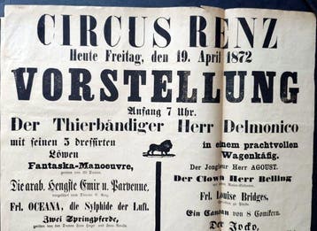 Delmonico mit seinen 5 dressirten Löwen - 1872