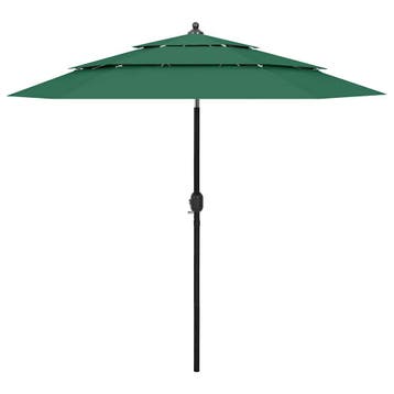 vidaXL Parasol 3-laags met aluminium paal 2,5 m groen, Verzenden, Nieuw