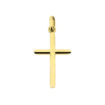 Gouden hanger van een subtiel kruisje (Hanger of bedel), Ophalen of Verzenden, Gebruikt, Goud, Overige merken