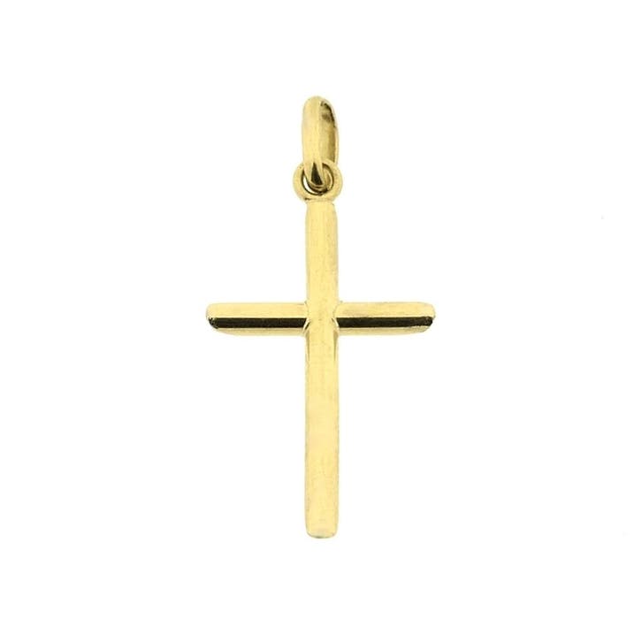 Gouden hanger van een subtiel kruisje (Hanger of bedel), Bijoux, Sacs & Beauté, Bracelets à breloques, Enlèvement ou Envoi