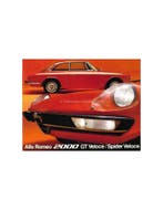 1973 ALFA ROMEO 2000 GT / SPIDER VELOCE BROCHURE NEDERLANDS, Livres, Ophalen of Verzenden