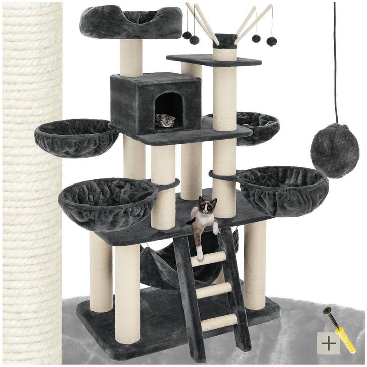 Krabpaal Gismo 195cm - grijs/wit, Dieren en Toebehoren, Katten-accessoires, Verzenden