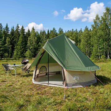 vidaXL Tipi Tent 4-persoons Groen Polyester en Staal, Verzenden