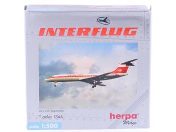 Schaal 1:500 Herpa 512138 Interflug Tupolev Tu-134A Reg...., Ophalen of Verzenden