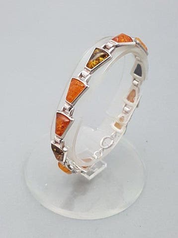 Zilver, Art Deco, Amber - Armband