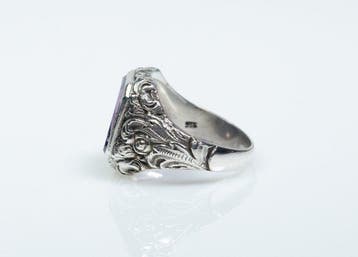 Art déco - Argent 935 - Améthyste naturelle de 5,00 ct -