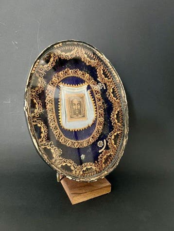 Reliekhouder - Glas, karton, Textiel - 1850-1900 - Het