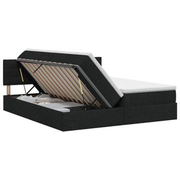 vidaXL Opbergbed met matras Zwart 140 x 190 cm Bewerkt hout, Verzenden, Nieuw