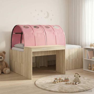 vidaXL Bed met Tunnel 3 st Artisian Eik en Roze Bewerkt hout, Huis en Inrichting, Slaapkamer | Bedden, Verzenden, Nieuw