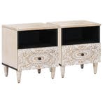 vidaXL Bedkast met lade 2 pcs Wit 40 x 33 x 46 cm Massief, Verzenden, Nieuw