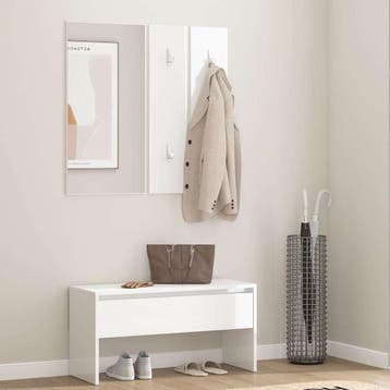vidaXL Garderobe set bewerkt hout hoogglans wit, Verzenden