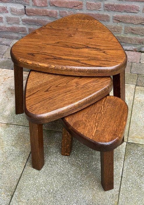 Sculpturale Nesting Tables - Bijzettafel (3) - Eik, Antiquités & Art, Curiosités & Brocante