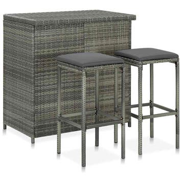 vidaXL 3-delige Barset poly rattan grijs, Huis en Inrichting, Complete eetkamers, Verzenden, Nieuw