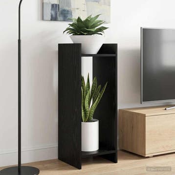 vidaXL Plantenstand Zwart eiken 30 x 30 x 80 cm Bewerkt hout, Verzenden