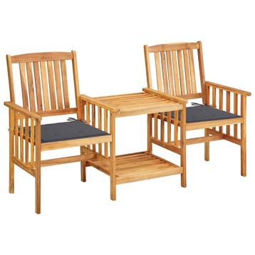 vidaXL Tuinstoelen met tafeltje en kussens massief, Verzenden