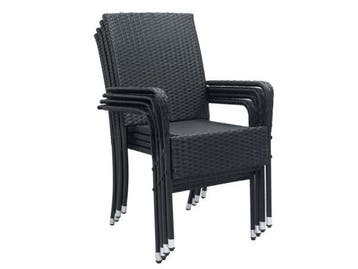 Veiling - Polyrotan Tuinstoelen Yoro - 4-delig - Zwart - Sta, Tuin en Terras, Nieuw