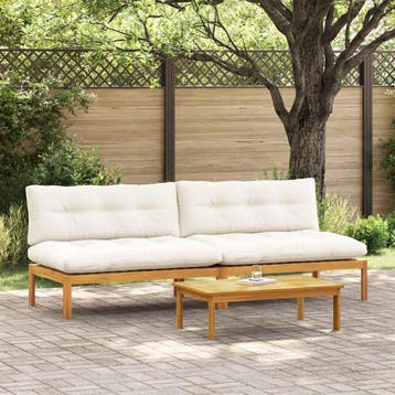 vidaXL Midden Sofa Eenheid 2 st Natuurlijk en Crème Wit, Verzenden, Nieuw
