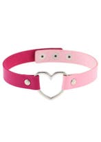 Choker Roze Two-Tone Hartje Pu Leer Collar Ketting Hart Hals, Handtassen en Accessoires, Kettingen, Ophalen of Verzenden, Nieuw