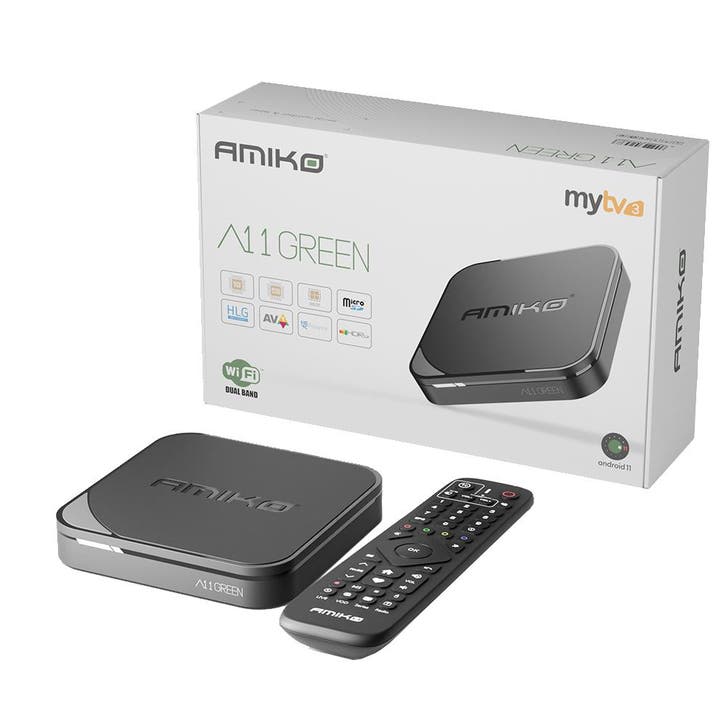 Amiko A11 Green Android IPTV Set Top Box, TV, Hi-fi & Vidéo, Lecteurs multimédias, Neuf, Enlèvement ou Envoi
